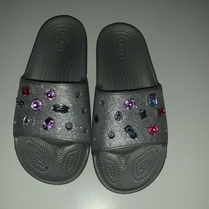 Sparkly silver bling CROCS
